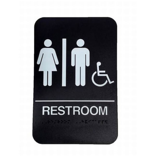 Don-Jo Men / Women / Handicap ADA Black Bathroom Sign HS909032 - main